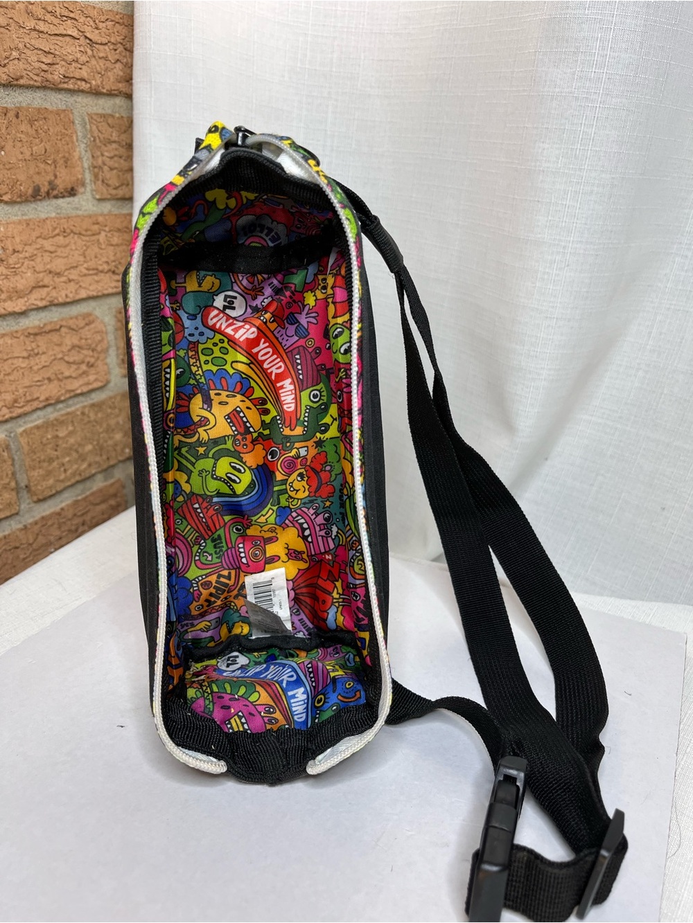 Zipit Large Pencil Case Crossbody Belt Bag Colorful Graffiti Monster Print